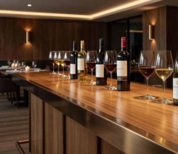 Display of premium wines served by the glass at TheGoldenFfold