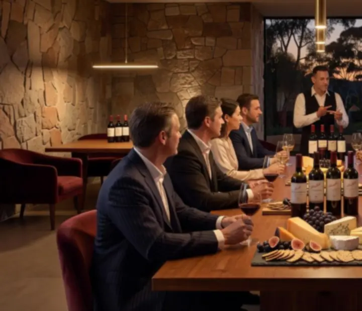 Intimate wine tasting event at TheGoldenFfold with guests and sommelier